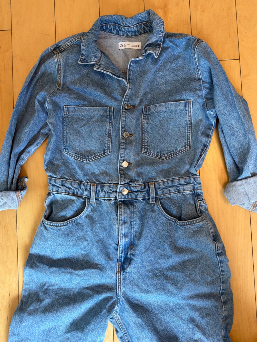 Zara Blue Denim Women’s Overalls Jumpsuit - Picture 2 of 9